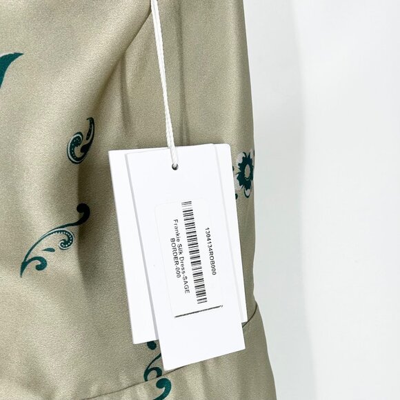 NWT Reformation Frankie 100% Silk Slip Dress in Sage Border - Picture 9 of 11